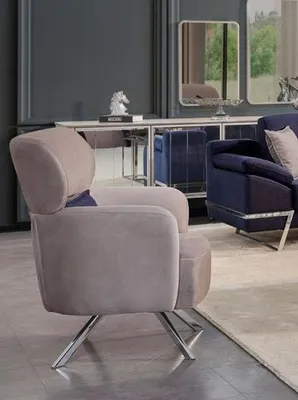 Produktbild von Sessel Ohrensessel Cocktailsessel Sitzer Modern Design Grau Stoff Sitz