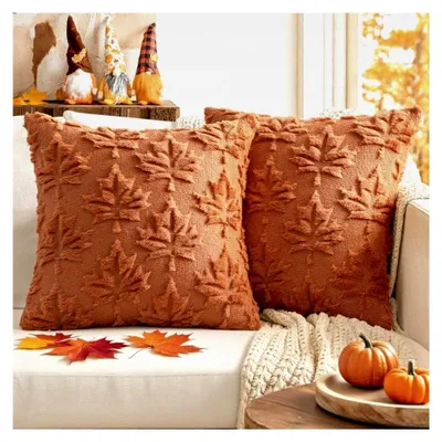 Produktbild von 2er Set Kissenbezüge für die Herbstdekoration, Plüsch-Ahornblatt-Design