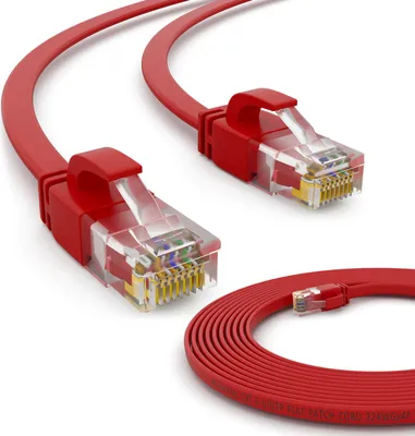 Produktbild von hb-digital 7.5m Patch Kabel CAT 6 Flachkabel bis zu 1000Mbit/s, U/UTP, PVC Mantel flach rot