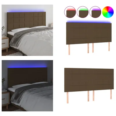 Produktbild von vidaXL LED Kopfteil Dunkelbraun 180x5x118/128 cm Stoff - LED Kopfteil - LED Kopfteile - Kopfteil - Bett-Kopfteil