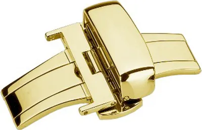 Produktbild von Faltschließe Edelstahl für Lederbänder PVD - Gelbgold 22057G, Anstoß:18 mm