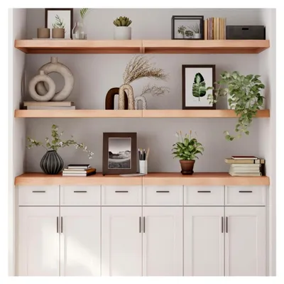 Produktbild von Wandregal 180x50x(2-6) cm aus unbehandeltem Massivholz Eiche