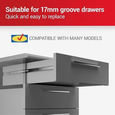 Zdjęcie produktu dla Zestaw przesuwnych prowadnic do szuflad, 4-częściowy, długość 246 mm, szerokość 17 mm, z gwintem – do szuflad – system prowadnic do szuflad przesuwnych – teleskopowy, wysokiej jakości, łatwy w montażu