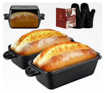 Produktbild von Kastenform aus Gusseisen mit Deckel, 22,9 x 12,7 cm, 2er-Set für Brotbacken