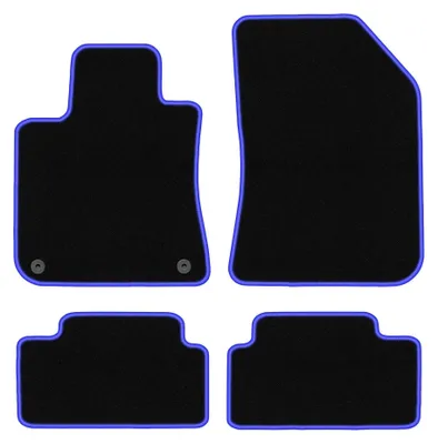 Image de Tapis de sol en moquette pour Peugeot 308 II 2013- (à hayon) – jeu 4 pièces, noir/bleu, sur mesure – Wielganizator CARLUX