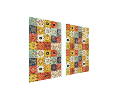 Image de Plaques de recouvrement de cuisinière 2 pièces 75x52 Couverture de champ en vitrocéramique Planche à découper mosaïque pièce