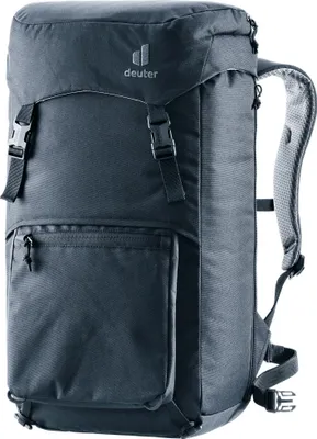 A black Deuter backpack is shown against a white background.