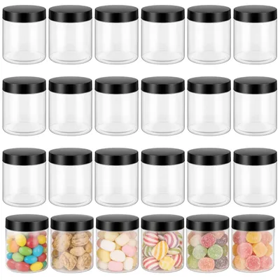 Vorratsdosen 24er-Set, 250 ml, durchsichtig, mit schwarzen Deckeln