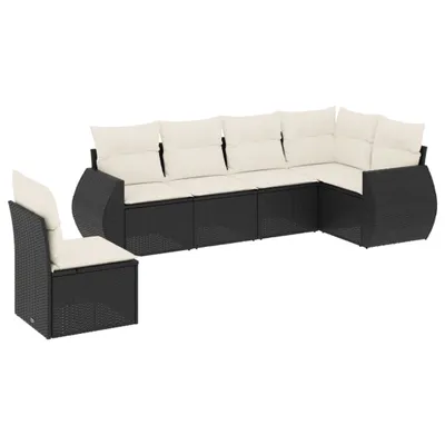 Produktbild von vidaXL 6-tlg. Garten-Sofagarnitur mit Kissen Schwarz Poly Rattan