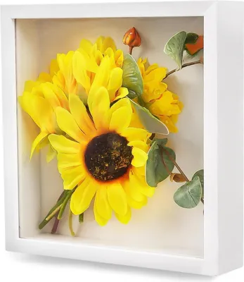 Produktbild von Tiefer Bilderrahmen zum Befüllen 20x20cm Weiß 3D Objektrahmen Geschenk Fotos Collage