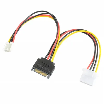 Produktbild von Q79 18cm SATA Stromadapter Kabel SATA 15 Pin Stecker auf 4 Pin Molex und 4 Pin Floppy Buchse Netzteil Adapter für PC HDD SSD Laufwerk Stromversorgung