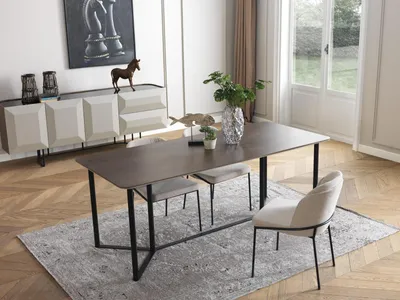 Obrázok produktu pre Jedáleň Jedálenský set Jedálenský stôl set 7 ks drevo Hnedé stoličky Moderné