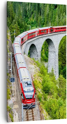 Produktbild von Bild auf Leinwand - Leinwandbild - Einteilig - Viadukt Landwasser Zug - 55x100cm - Wand Bild - Wanddeko - Wandbilder - Leinwanddruck - Bilder - Wanddekoration - Leinwand bilder - PA55x100-4605