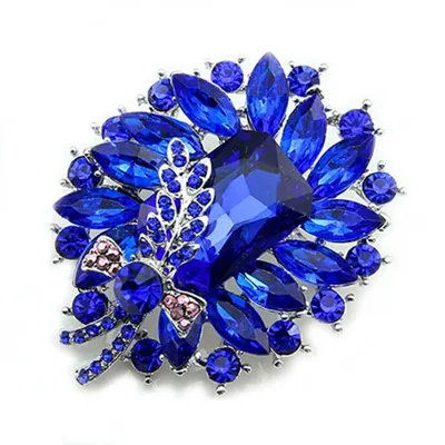 Produktbild von Hochzeit Brosche Blumenform High-End langlebige glatte Oberfläche Frauen Brosche Geschenk-Saphirblau