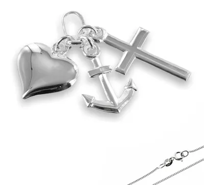 Produktbild von Kette Glaube Liebe Hoffnung: Anhänger Schmuck Silber 925 Anhänger + 45 cm Kette