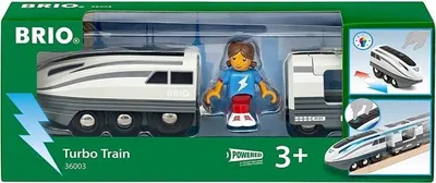Image de Train Électrique Brio Super Rapide à Piles, Turbo Boost 5 Secondes, Lumières Bleues, 3+ Ans, Blanc