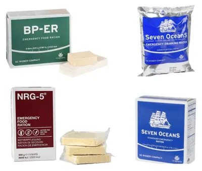 Produktbild von Emergency Food Sortiment 4 x 500g (BP-ER, NRG-5, SEVEN OCEANS)