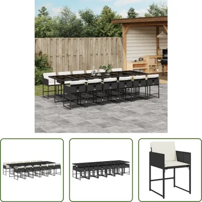 Produktbild von The Living Store 13-tlg. Garten-Essgruppe mit Kissen Schwarz Poly Rattan