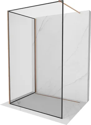 Image de Mexen Kioto Paroi de douche Walk-in 130 x 90 cm, motif noir, cuivre brossé - 800-130-212-65-70-090