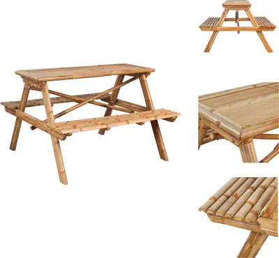 Produktbild von vidaXL Picknicktisch 115x115x81 cm Bambus - Gartentische