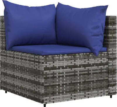 Produktbild von Garten-Ecksofa mit Kissen Grau Poly Rattan