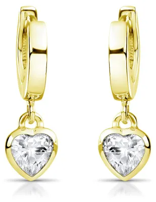 Produktbild von MATERIA Kinder Ohrringe Gold Zirkonia Herzen - kleine Creolen Silber 925 vergoldet für Mädchen in Etui #SO-389-Gold