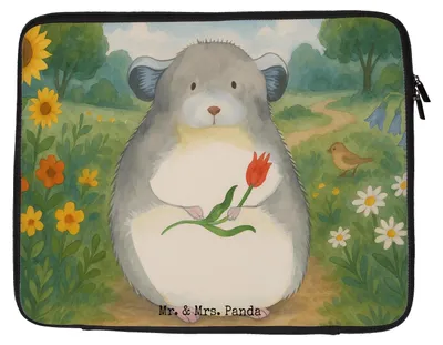 Produktbild von Mr. & Mrs. Panda Hülle Laptop Chinchilla Blume Design 20 x 28 cm - Weiß - Geschenk, Chaos, Laptoptasche, Tasche, Kummer, Case, Lustige Sprüche, Laptophülle, Liebeskummer