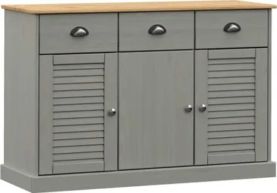 Image de Buffet avec tiroirs VIGO 113x40x75 cm gris bois massif de pin