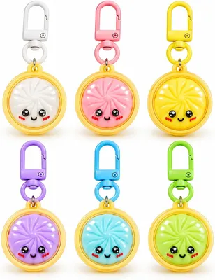 Productafbeelding van Dumpling speelgoed - Set van 6 - Fidget sleutelhanger - Glanzende clicker voor focus