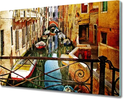 Produktbild von Coloray Kochplattenabdeckung Herdabdeckplatte 80x52 cm Hackbrett Schneidebrett Küchenbrett - Stadt Boote