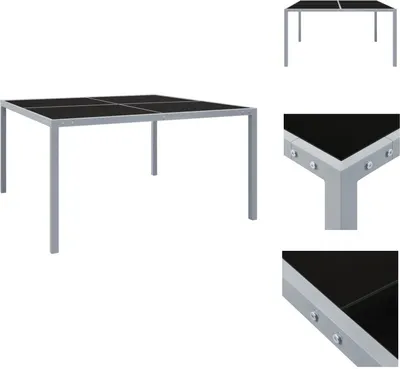 Produktbild von vidaXL Gartentisch 130x130x72 cm Grau Stahl und Glas -  Gartentische