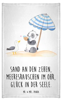 Produktbild von Mr. & Mrs. Panda Handtuch Sommer Meer Glück - Weiß - Geschenk, Küste, Sommerferien, Frotteetuch, badezimmer, Strandurlaub, Kuscheln, Natur, Jahreszeiten, Urlaub Am