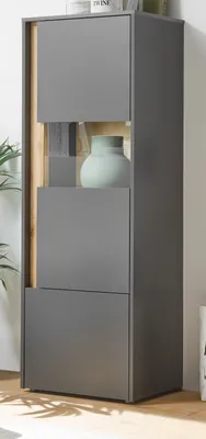 Produktbild von Vitrine Vitrinenschrank "Center" in grau matt und Wotan Eiche 50 x 155 cm