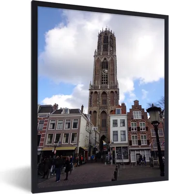 Produktbild von MuchoWow® Gerahmtes Poster Utrecht - Domturm - Wolken 60x80 cm - Poster mit Schwarzem Bilderrahmen Wandposter Rahmen Foto Bilder - Premium - Wanddeko Wohnzimmer