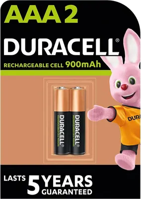 Produktbild von 2 x Duracell AAA wiederaufladbar 900 mAh (1 Blister mit 2 Batterien) 2 wiederaufladbare Batterien