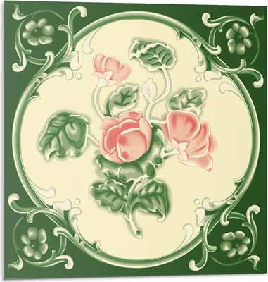 Produktbild von Blumenmuster Mit Blättern – Selbstklebende Fliesen – Wandverkleidung – Wandpaneel – PVC Fliesen – Vinylflisen – PCV Flisen – Selbstklebend – Wanddeko – 9 Stück 30 x 30 cm