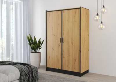 Produktbild von Karia 2-türig Kleiderschrank Drehtürenschrank Wäscheschrank Schrank Eiche