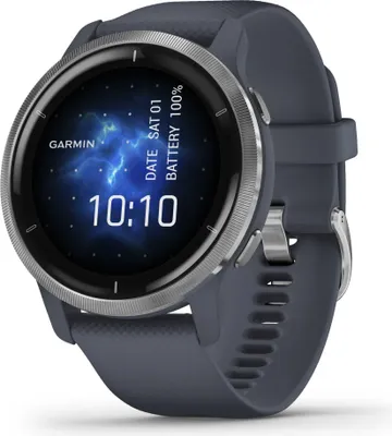 Produktbild von Garmin Venu 2 - Smartwatch - 45 mm - Granite Blue - Sportuhr mit Band - Silikon - Granite Blue