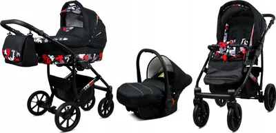 Produktbild von BabyLux® Largo | 3in1 Kinderwagen Set | Black Moro | Kombikinderwagen | Kinderwagenset | Buggy +