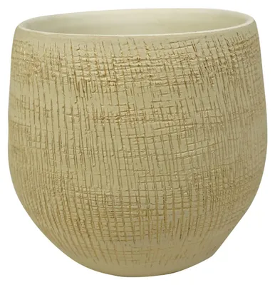 Produktbild von Pflanztopf/Blumentopf im eleganten, modernen Design, sandfarben/beige, Durchmesser 18 cm und Höhe 16 cm