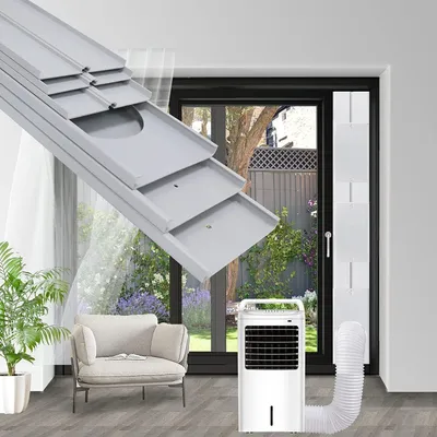 Image de Joint d'étanchéité pour fenêtre, adapté aux climatiseurs mobiles, réglable, de 43 à 229 cm, pour tuyau d'évacuation de 13/15 cm, pour