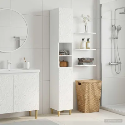 Obrázok produktu pre Maison Exclusive – Skrinka do kúpeľne s otvorenou policou, model DELFT, vysoký lesk, biela farba