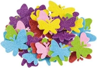 Image de Autocollants en mousse papillons avec paillettes 42pcs