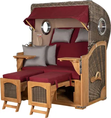 Produktbild von Strandkorb-Set - bene living - Ammersee Teak - PE grau - Modell 594 - inkl. Liftersystem