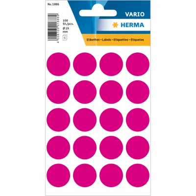 Obrázok produktu pre Viacúčelové etikety ružové Ø 19 mm okrúhly papier matný 100 ks.