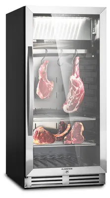 Image de Klarstein Réfrigérateur, Armoire de maturation Dry-Aged, Réfrigérateur 1 zone avec porte vitrée, pour l'intérieur et l'extérieur avec éclairage LED, pose libre ou encastré, plage de température 1-25 °C, 233 L