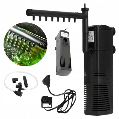 Immagine prodotto di Filtro interno per acquario con destrazzione, pompa 600 l h, regolazione flusso, per acquario 40 80 litri, nero