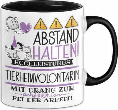 Produktbild von Tierheimvolontärin Tasse Geschenk Lustig Abstand Halten Hochleistungs-Tierheimvolontärin Mit Drang Zur Perfektion Bei Der Arbeit (Schwarz)