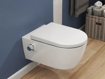 Produktbild von SSWW Taharet WC Inkl. Armatur und abnehmbarer Softclose Sitz Dusch-WC Hänge-WC Toilette mit Bidet-Funktion Hygienisch Alpha Spülrandlos 525 x 365 x 330 mm