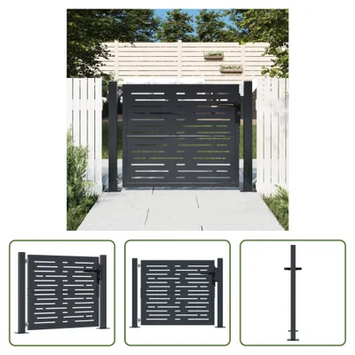 Immagine prodotto di The Living Store cancello da giardino antracite 105x80 cm in acciaio design quadrato